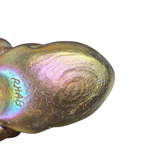 Robert Held Art Glass Iridescent Frog Paperweight Signed RHAG Hand Blown Canada - Picture 10 of 15